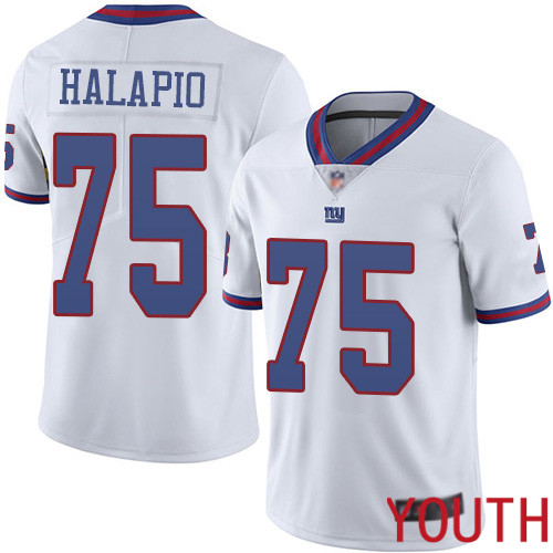 Youth New York Giants #75 Jon Halapio Limited White Rush Vapor Untouchable Football NFL Jersey->youth nfl jersey->Youth Jersey